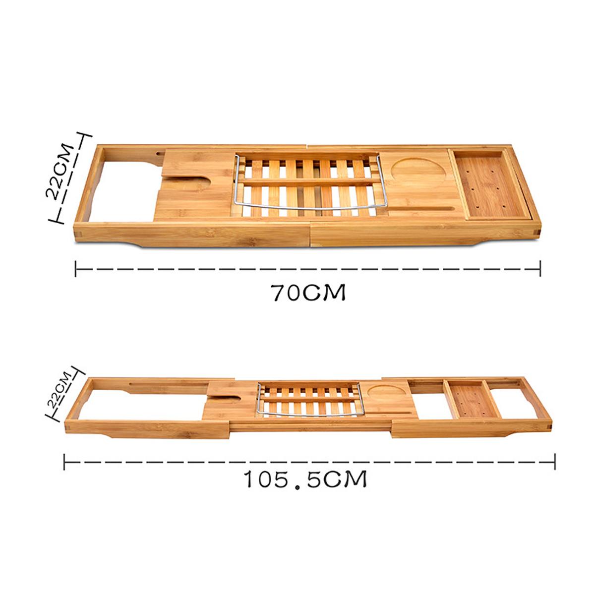Creative Bamboo Bathtub Tray with Extending Sides Reading Rack Tablet Holder Cellphone Tray and Wine Glass Holder - Viniamore