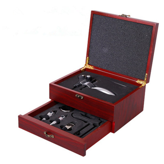 Drawer Type Leather Box Wine Set Wooden Box Packaging Rabbit-shaped Corkscrew Set - Viniamore