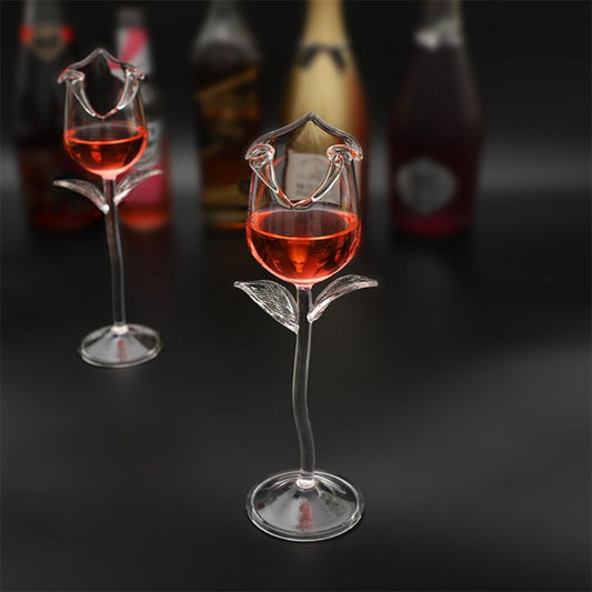 Fancy Red Wine Goblet Wine Cocktail Glasses 100ml Rose Flower Shape Wine Glass Party Barware Drinkware - Viniamore