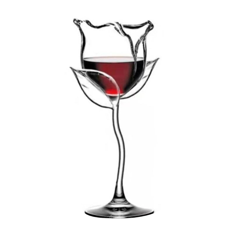 Fancy Red Wine Goblet Wine Cocktail Glasses 100ml Rose Flower Shape Wine Glass Party Barware Drinkware - Viniamore