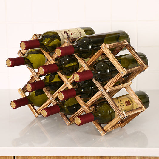 Folding solid wood wine rack - Viniamore