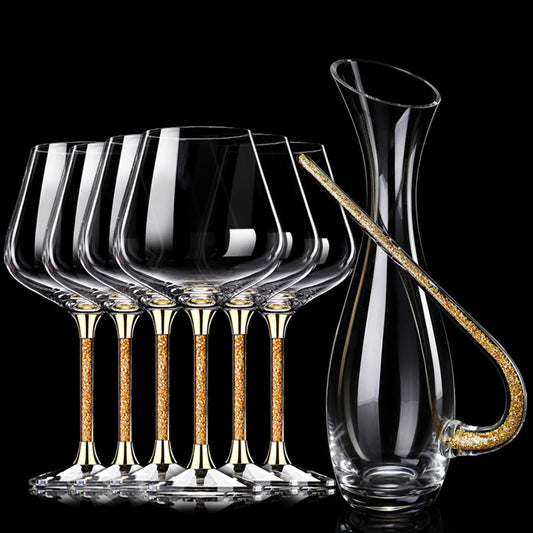 Gold Foil Gold Diamond Large Wine Glass Luxury Goblet - Viniamore