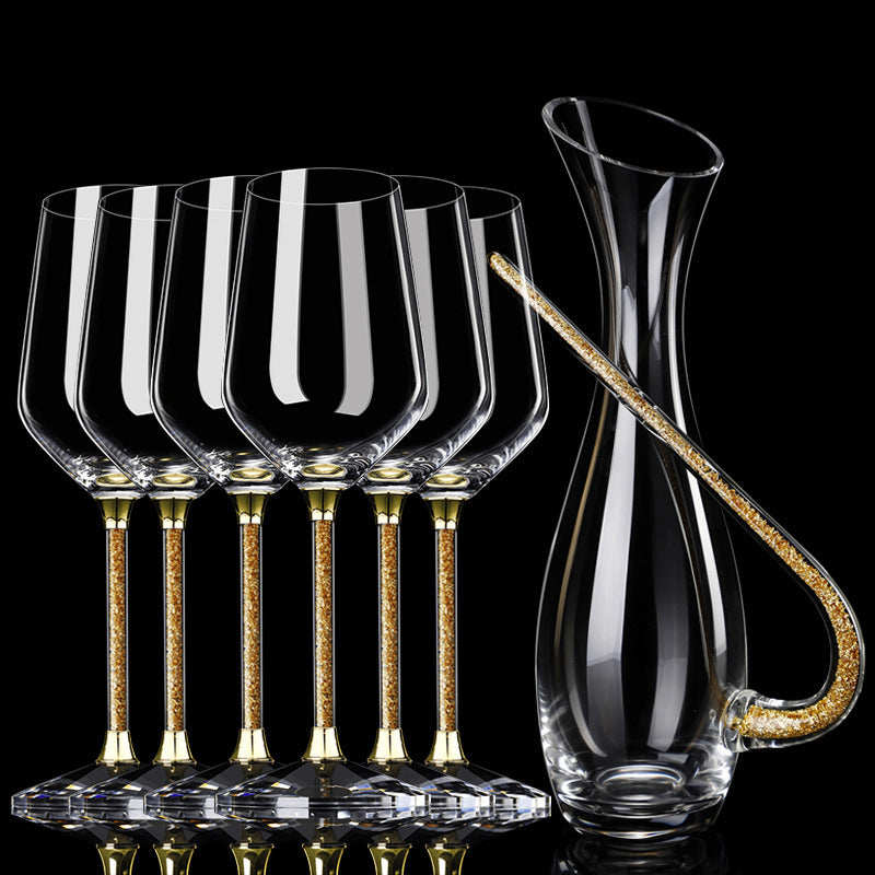 Gold Foil Gold Diamond Large Wine Glass Luxury Goblet - Viniamore