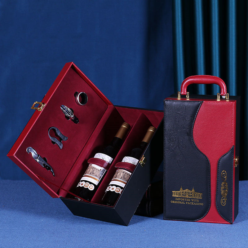 Household Fashion Double Wood Grain Red Wine Box - Viniamore