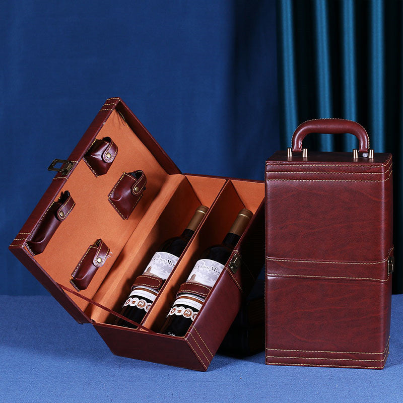 Household Fashion Double Wood Grain Red Wine Box - Viniamore