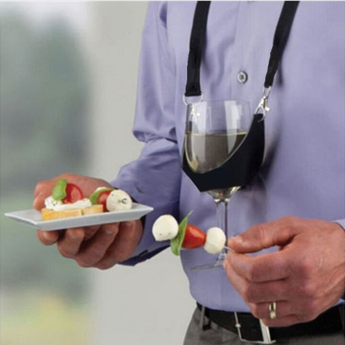 Portable Black Wine Glass Holder Strap Wine Sling Yoke Glass - Viniamore