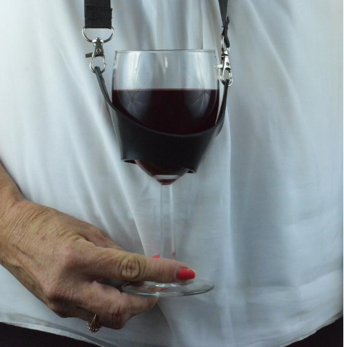 Portable Black Wine Glass Holder Strap Wine Sling Yoke Glass - Viniamore