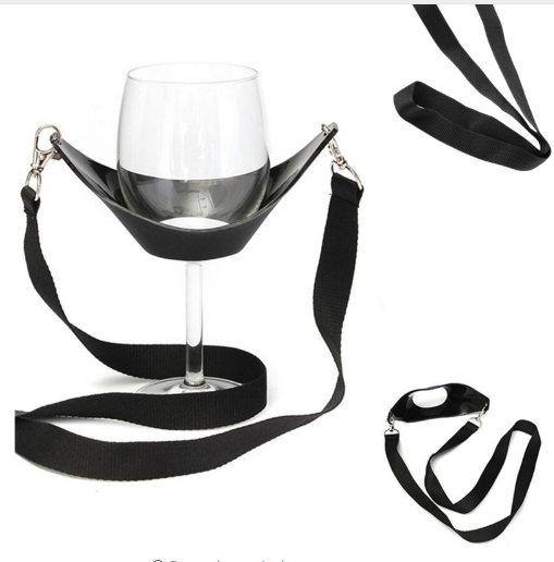 Portable Black Wine Glass Holder Strap Wine Sling Yoke Glass - Viniamore