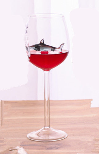 Red Wine Glasses with Shark Inside Goblet Glass Lead-Free Clear Glass for Home Bar Party HFing - Viniamore