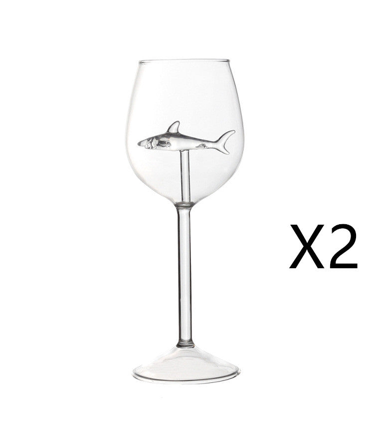 Red Wine Glasses with Shark Inside Goblet Glass Lead-Free Clear Glass for Home Bar Party HFing - Viniamore