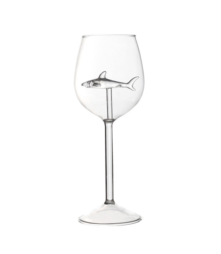 Red Wine Glasses with Shark Inside Goblet Glass Lead-Free Clear Glass for Home Bar Party HFing - Viniamore