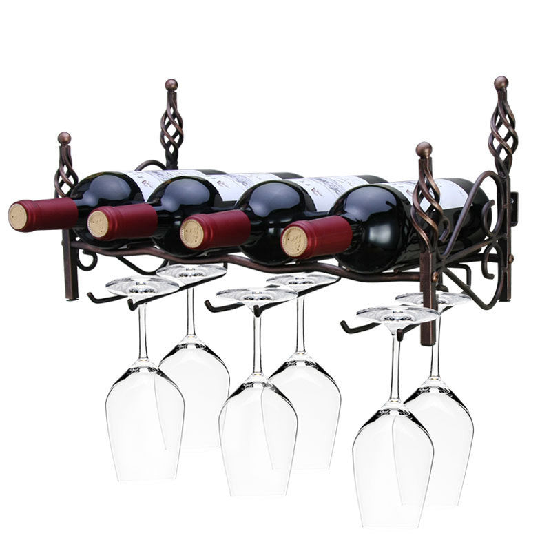 Wall-mounted four bottles and six glasses wine rack - Viniamore