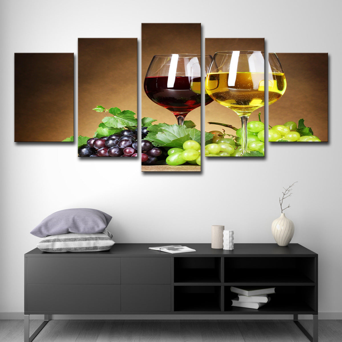 Wine Cellar Hotel Room Decoration Paintings 5 Pieces Of Fruit Grapes Wine Wine Glasses - Viniamore