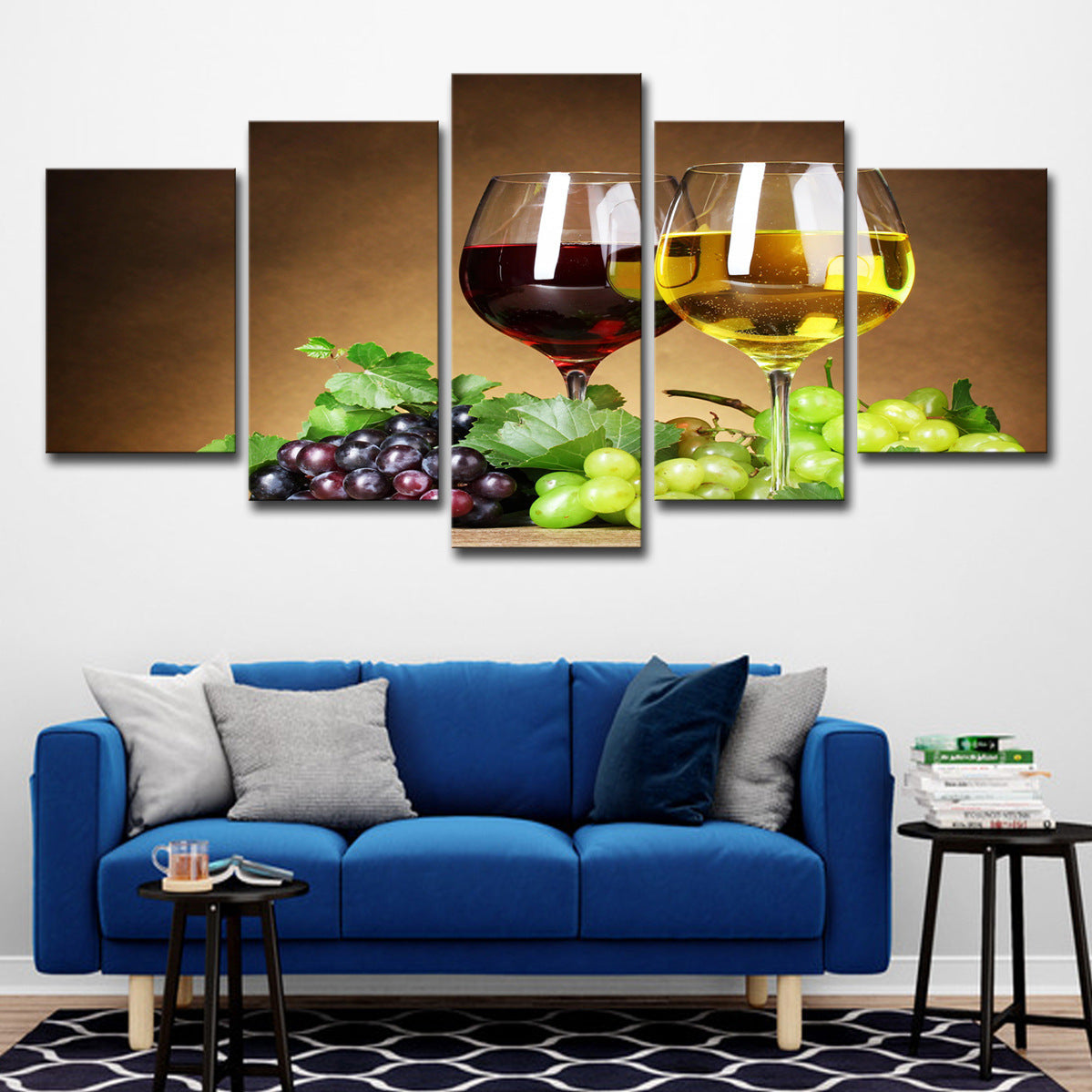 Wine Cellar Hotel Room Decoration Paintings 5 Pieces Of Fruit Grapes Wine Wine Glasses - Viniamore