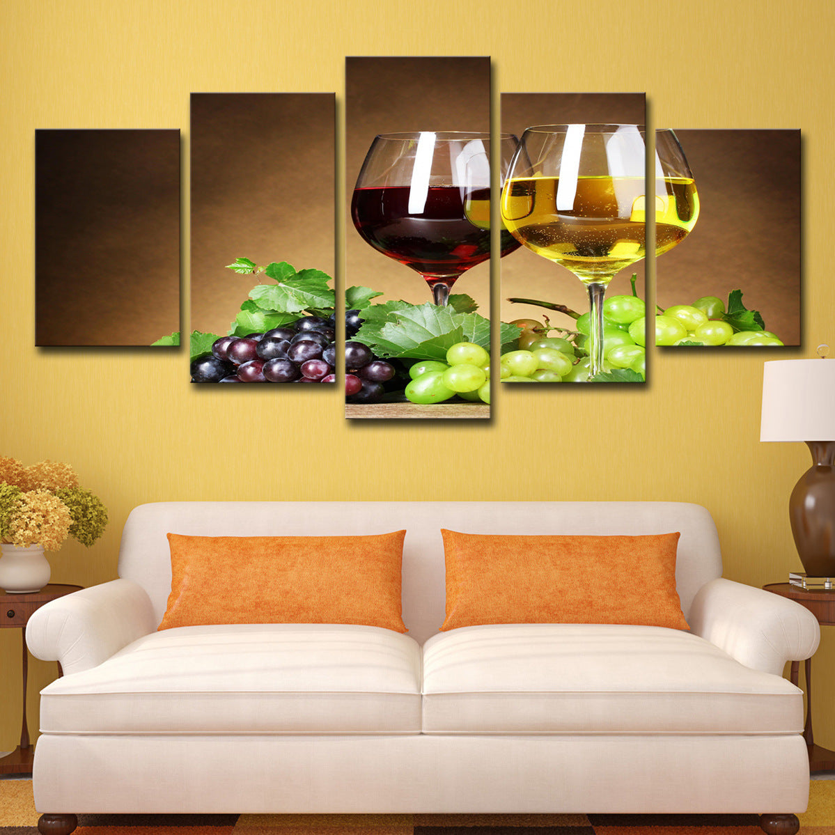 Wine Cellar Hotel Room Decoration Paintings 5 Pieces Of Fruit Grapes Wine Wine Glasses - Viniamore