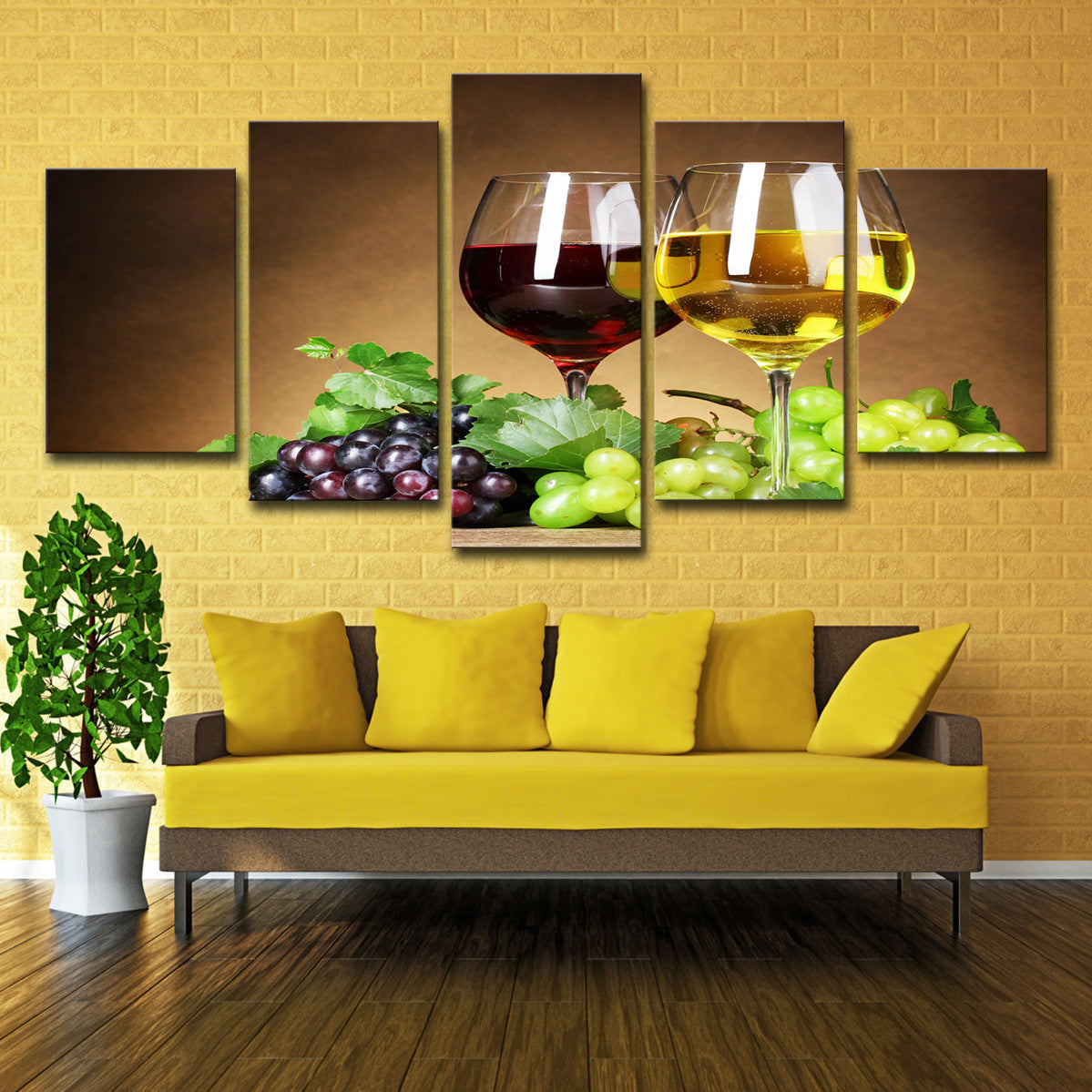 Wine Cellar Hotel Room Decoration Paintings 5 Pieces Of Fruit Grapes Wine Wine Glasses - Viniamore