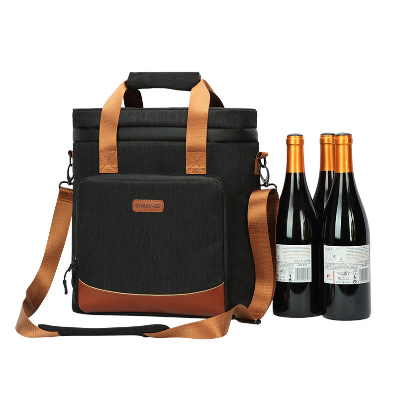 Wine Cooling Bag  Leak Proof Picnic Cooler Bag Vintage Leather Refrigerator Bag - Viniamore