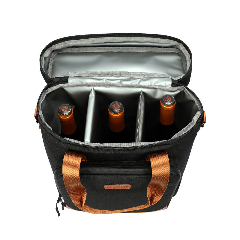 Wine Cooling Bag  Leak Proof Picnic Cooler Bag Vintage Leather Refrigerator Bag - Viniamore