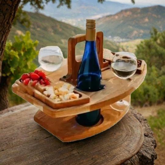 Wine Tray Outdoor Picnic Portable Hanging Wine Glasses - Viniamore