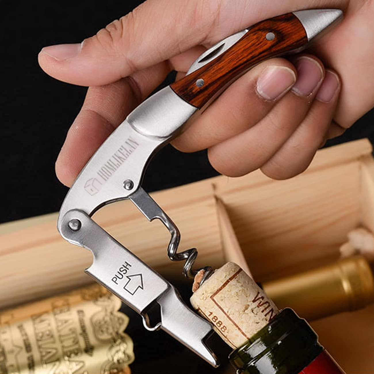 Wood Handle Professional Red Wine Opener Portable Screw Corkscrew Multifunction Wine Bottle Opener Kitchen Tools Beer Openers - Viniamore