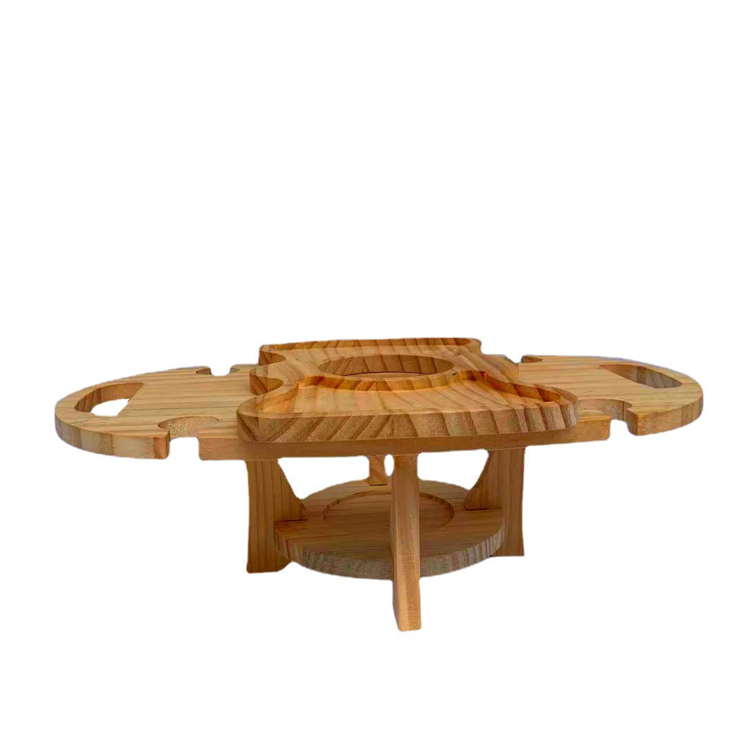 Wooden Outdoor Couple Picnic Table Wine Rack Table - Viniamore