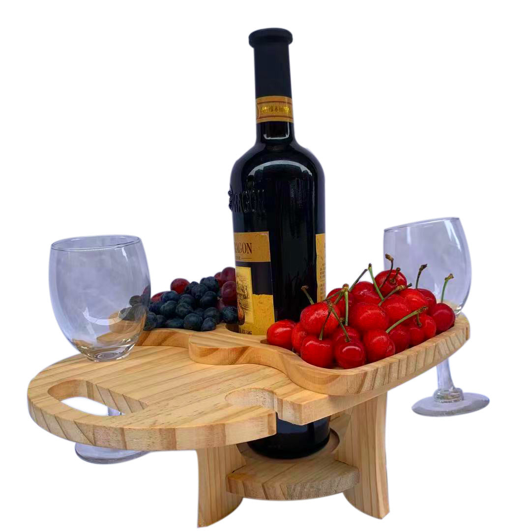 Wooden Outdoor Couple Picnic Table Wine Rack Table - Viniamore