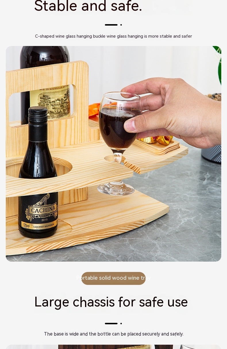 Wooden Wine Rack Portable Wine Rack Removable Wine Glass Holder - Viniamore